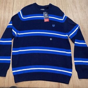 Chaps by Ralph Lauren Sz. Large Blue /White Striped Long Sleeve Sweater NWT